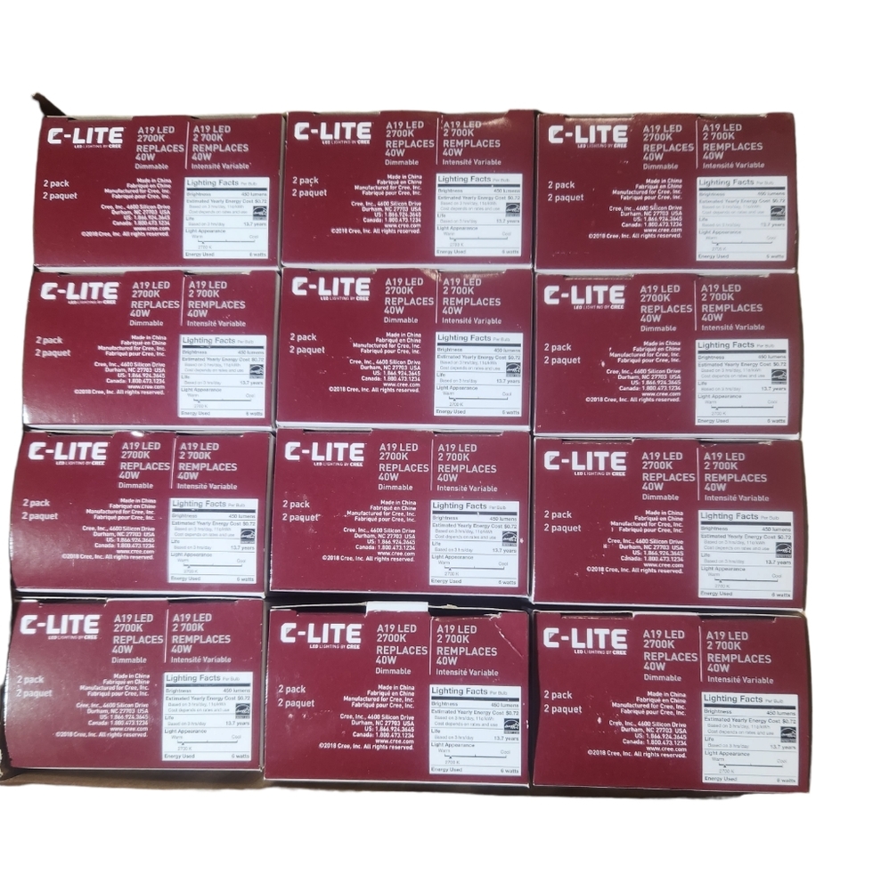 24 Pack Dimmable LIGHT BULB CREE C-LITE LED 40W Replacement A19 Soft White 2700k - Picture 5 of 8